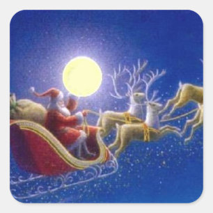 Sticker Carré Sleigh de Père Noël