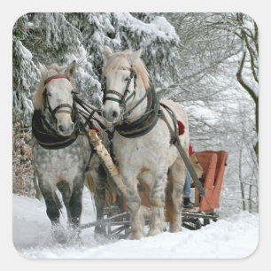 Sticker Carré Sleigh Ride in Winter Wonderland