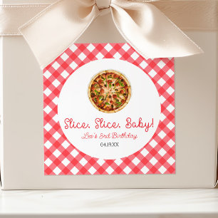 Sticker Carré Slice, Slice, Baby! Fête d'anniversaire Pizza
