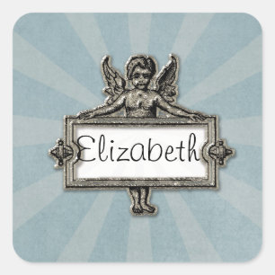 Sticker Carré Sliver Angel Nom Plaque Blue Starburst