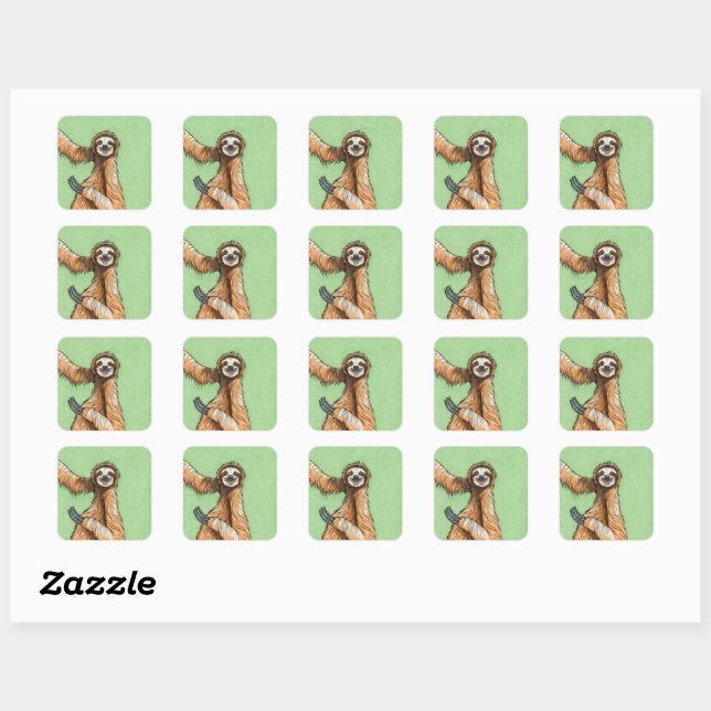 Sticker Carré Sloth (Feuille)