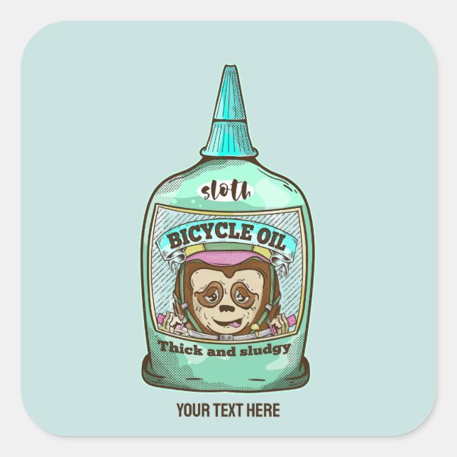 Sticker Carré Sloth Huile de vélo lente (Devant)