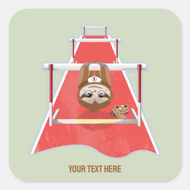 Sticker Carré Sloth Hurdles course atheletics (Devant)