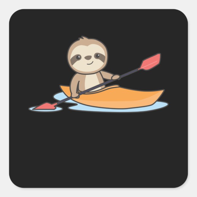Sticker Carré Sloth Kayak Team Paddle Funny Slots (Devant)