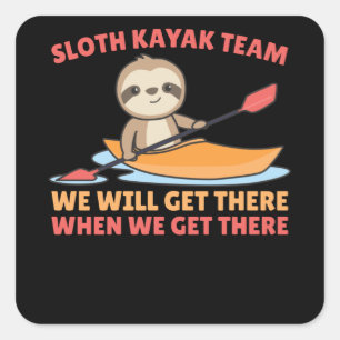 Sticker Carré Sloth Kayak Team Paddle Funny Slots