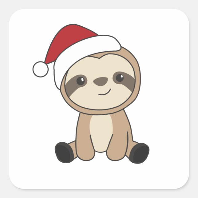 Sticker Carré Sloth Noël Neige Hiver Animaux Fentes (Devant)