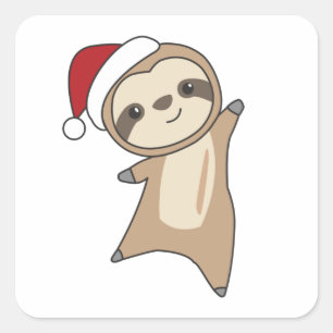 Sticker Carré Sloth Noël Neige Hiver Animaux Fentes