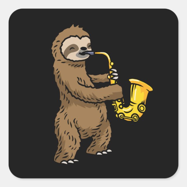 Sticker Carré Sloth Saxophone (Devant)