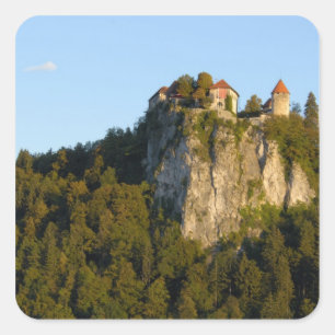 Sticker Carré Slovénie, Balles, Lac de Bled, Château de Bled sur