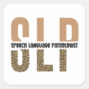Sticker Carré SLP cheetah print Speech language pathologist gift