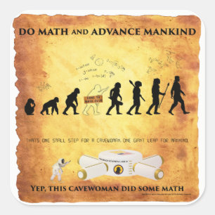 Sticker Carré Smart Cavewoman : Faites des maths et faites avanc