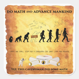 Sticker Carré Smart Cavewoman : Faites des maths et faites avanc