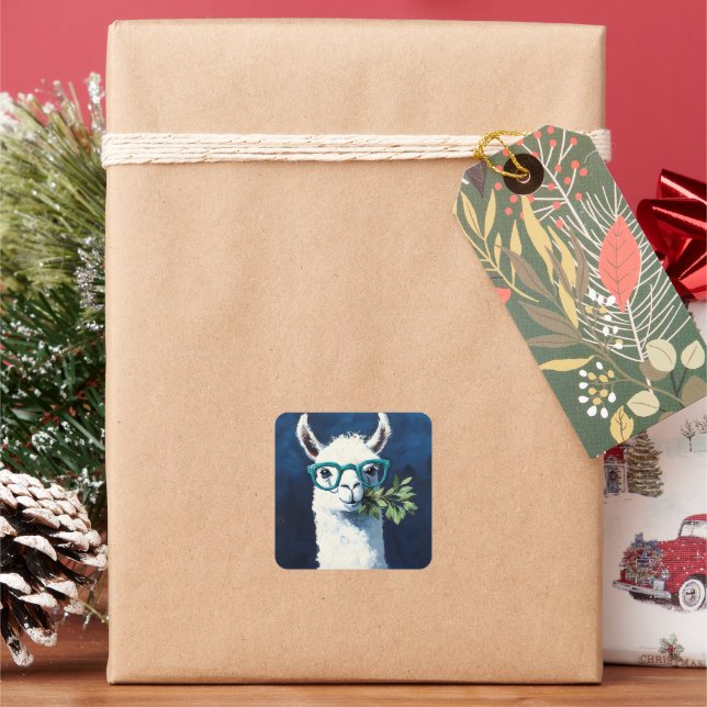 Sticker Carré Smarty Llama Chic (vacances)