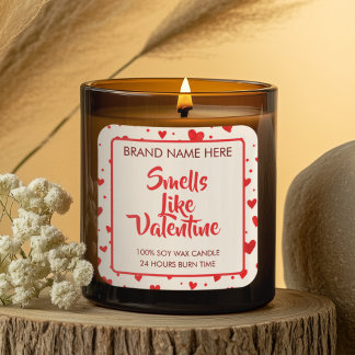 Sticker Carré Smells Like Valentine Custom Candle Labels