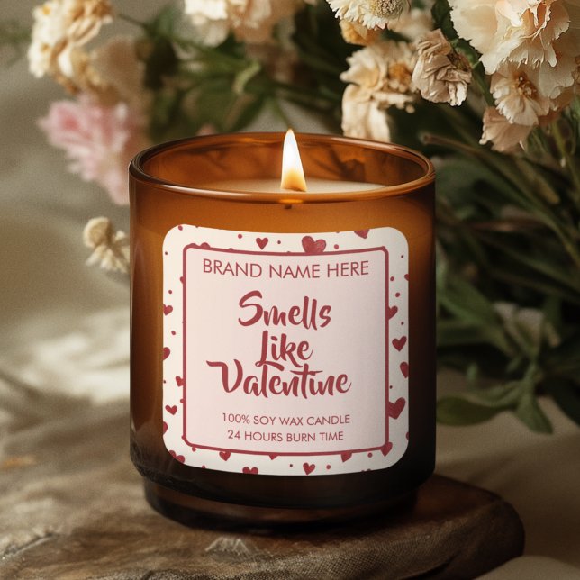 Sticker Carré Smells Like Valentine Custom Pink Candle Labels  (Créateur téléchargé)