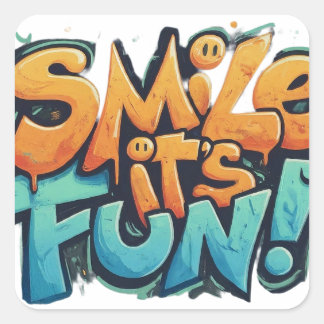 Sticker Carré Smile C'est amusant