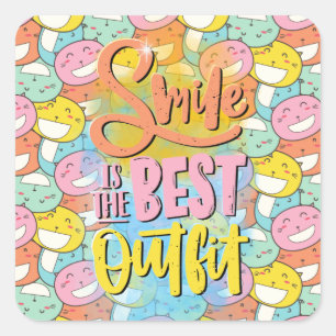 Sticker Carré Smile est la meilleure tenue ! Motivation