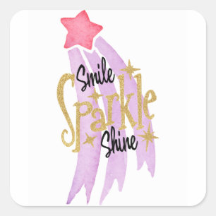 Sticker Carré Smile Sparkle Shine Star Word Art
