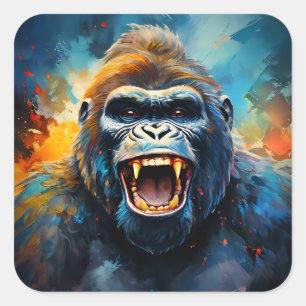 Sticker Carré Smiling gorilla