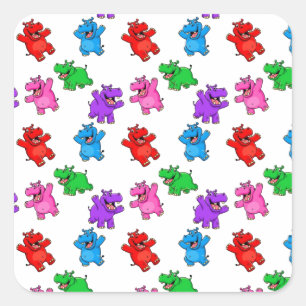 Sticker Carré Smiling Hippo Collection