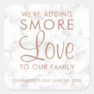 Sticker Carré Smore Love Marble Rose Gold Girl Baby shower Favor