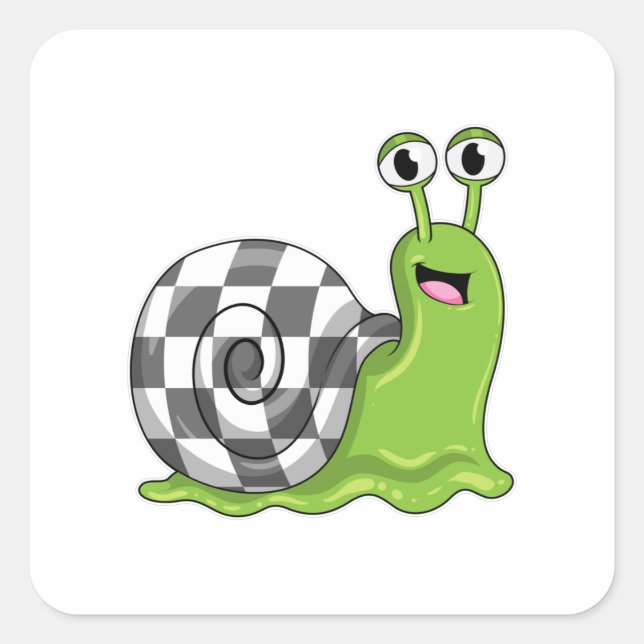 Sticker Carré Snack aux échecs avec échiquier (Devant)