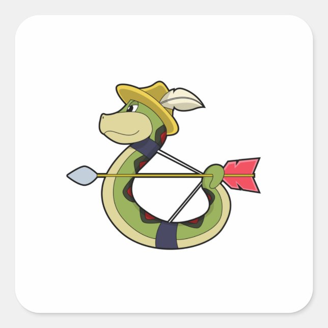 Sticker Carré Snake as Archer with Bow & Arrow (Devant)