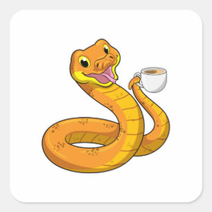 Sticker Carré Snake with Cup