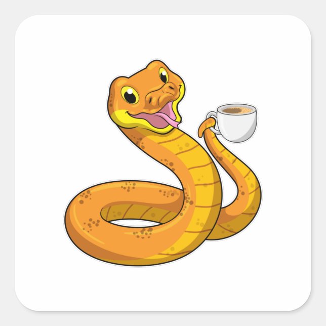 Sticker Carré Snake with Cup (Devant)