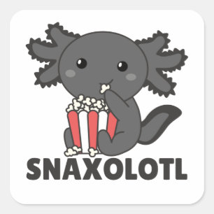Sticker Carré Snaxolotl Axolotl Amateurs de doux animaux Popcorn