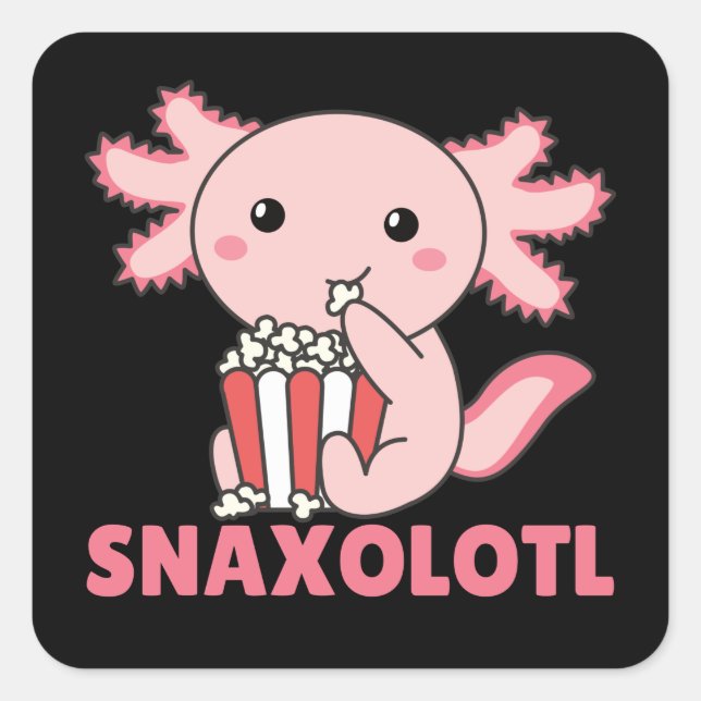 Sticker Carré Snaxolotl Axolotl Amateurs de doux animaux Popcorn (Devant)