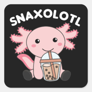 Sticker Carré Snaxolotl Axolotl Amateurs de thé à bulles Animaux