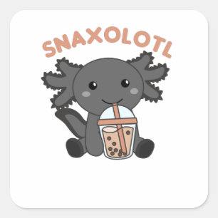 Sticker Carré Snaxolotl Axolotl Amateurs de thé à bulles Animaux