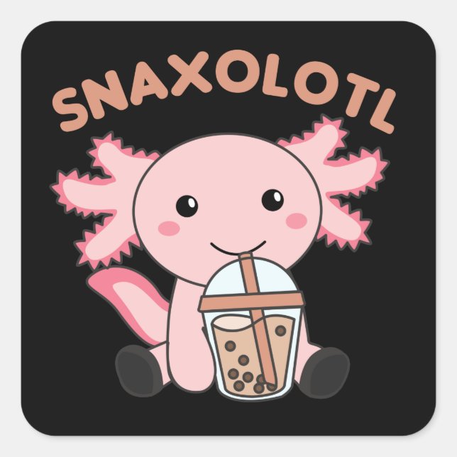 Sticker Carré Snaxolotl Axolotl Amateurs de thé à bulles Animaux (Devant)