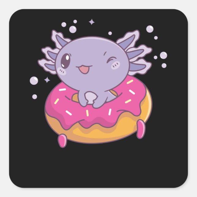 Sticker Carré Snaxolotl Axolotl Donut Amateurs de doux animaux (Devant)