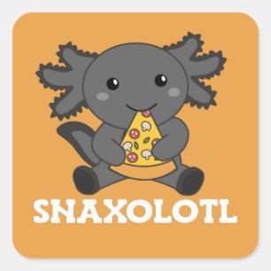 Sticker Carré Snaxolotl Axolotl Pizza Amateurs de doux animaux S