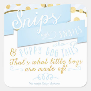Sticker Carré Snips & Escargots Blue Gold Striped Favoriser Stic
