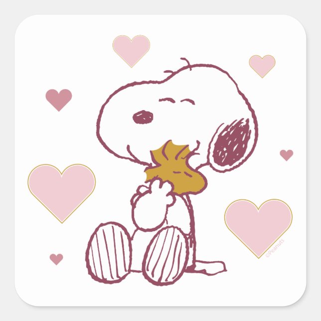 Sticker Carré Snoopy & Woodstock - L'amour c'est des lunettes et (Devant)