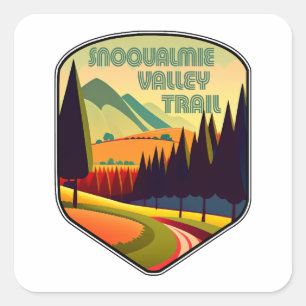Sticker Carré Snoqualmie Valley Trail Washington State Colonnes