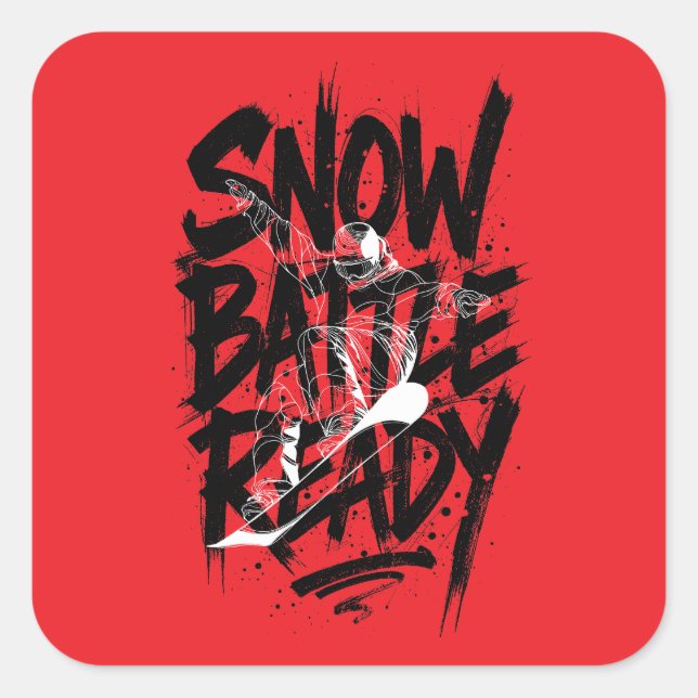 Sticker Carré snow battle ready (Devant)