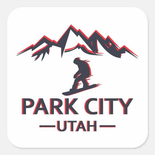 Sticker Carré snowboard de Park City Utah (Devant)