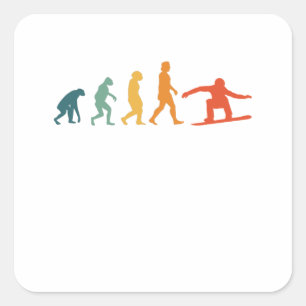 Sticker Carré Snowboard Evolution Retro Snowboardeur hiver