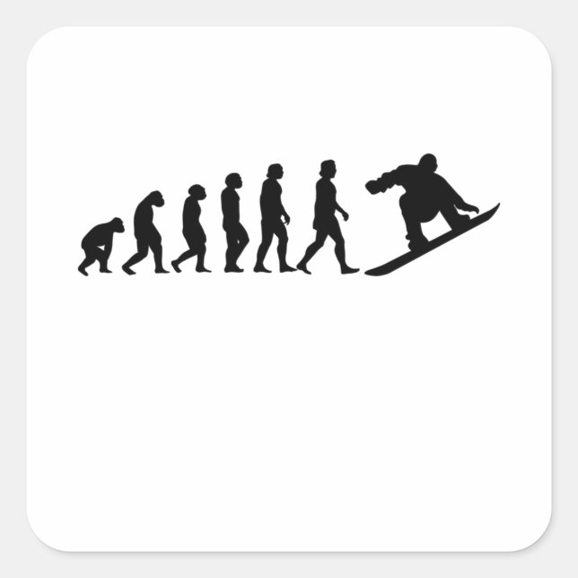 Sticker Carré Snowboard Evolution Snowboarding Gift (Devant)