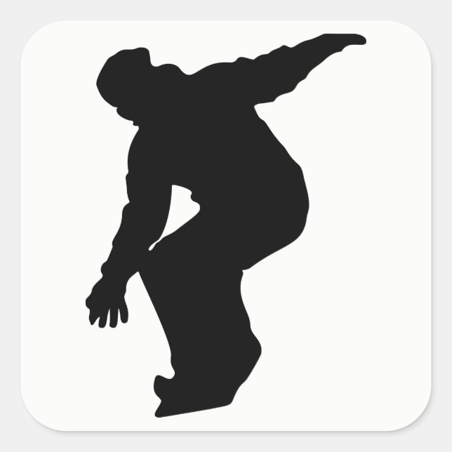 Sticker Carré Snowboardeur Silhouette (Devant)