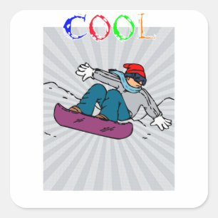 Sticker Carré Snowboardeur vintage   Snowboard   snowboard