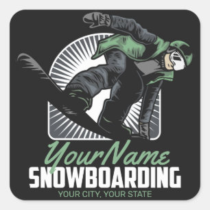Sticker Carré Snowboarding