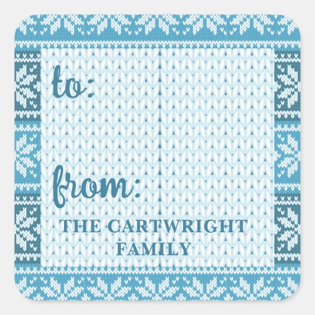 Sticker Carré Snowflake Blue Nordic Sweat Noël à partir de (Devant)