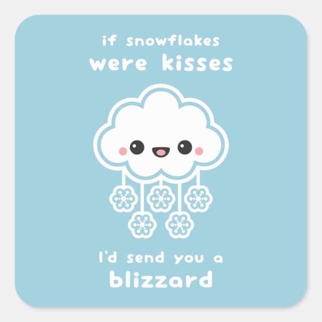 Sticker Carré Snowflake Kisses Love (Devant)