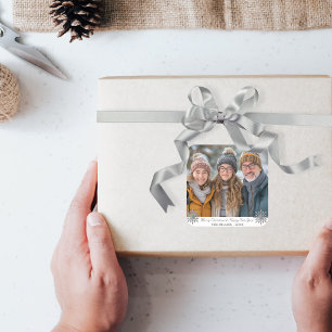 Sticker Carré Snowflakes gris simple une photo