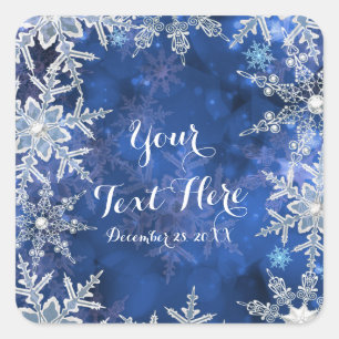 Sticker Carré Snowflakes Hiver Blue Fête Favoriser